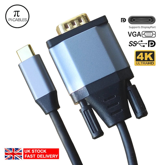 USB-C DisplayPort to VGA 1.8M Cable - 4k 60Hz HDR 3D